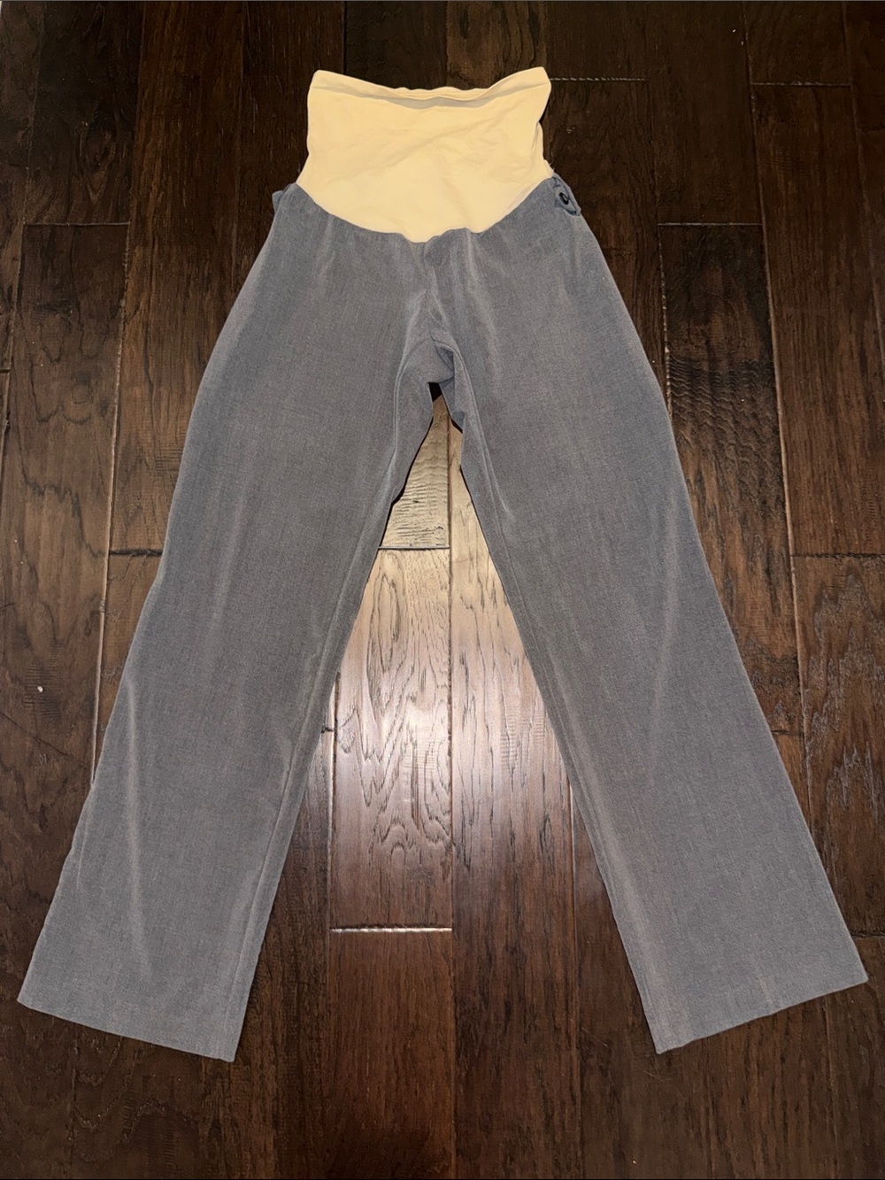 Motherhood Gray Wide-Leg Maternity Style Pants with Cream Waistband